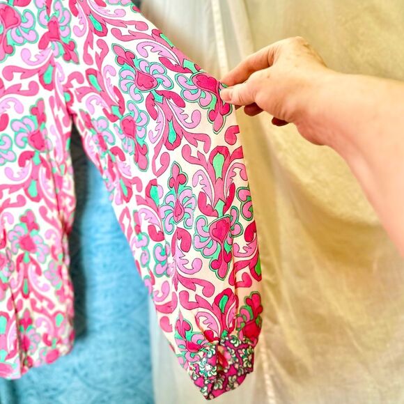 Esqualo Spanish Designed Baroque Print Blouse Sz 12 - Picture 3 of 9